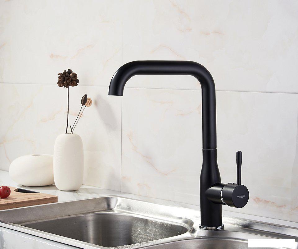 Смеситель Ledeme H98 L4698B (черный матовый)- фото2