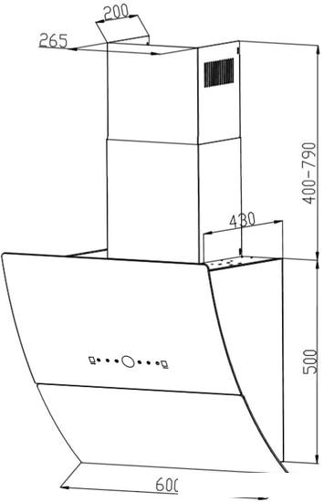 Кухонная вытяжка Grand Turino GC 60 (черный)- фото2