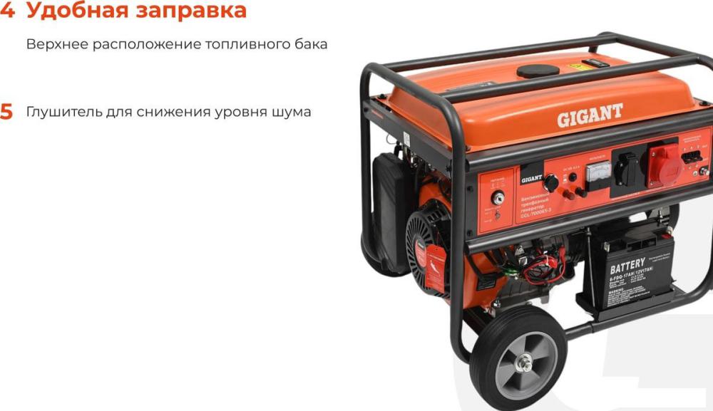 Бензиновый генератор Gigant GGL-7000ЕS-3- фото4