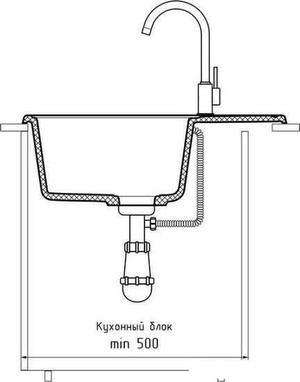 Кухонная мойка GranFest QUARZ Z-13 (темно-серый)- фото4