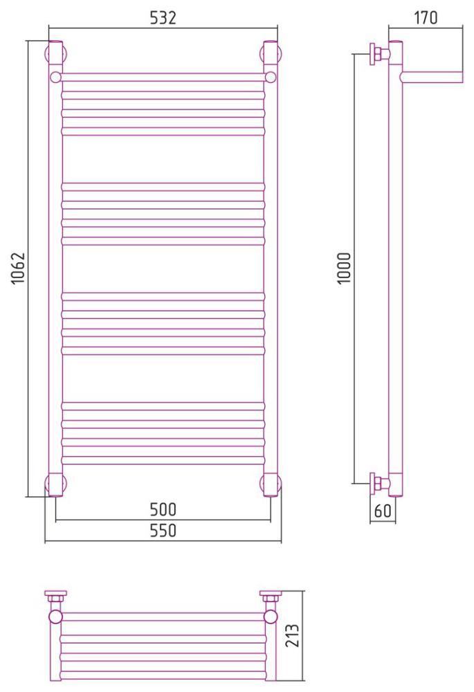 Полотенцесушитель Сунержа Богема с полкой+ 1000х500 032-0223-1050- фото3