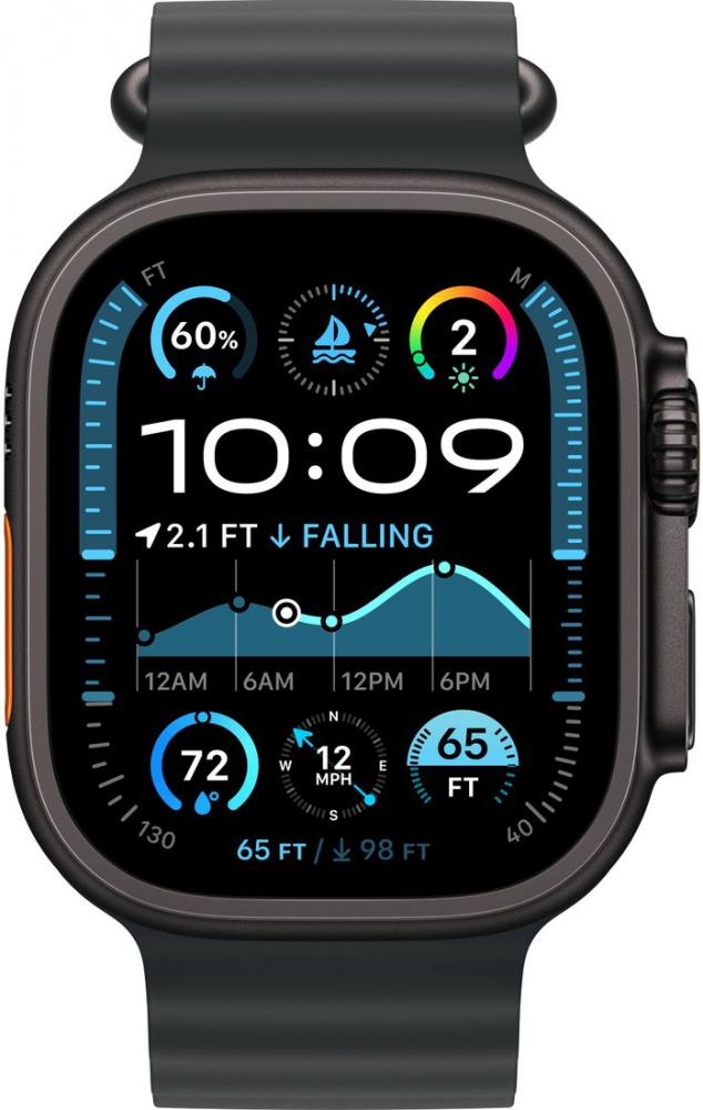 Умные часы Apple Watch Ultra 2 LTE 49 мм (титановый корпус, черный/черный, ремешок из эластомера)- фото2