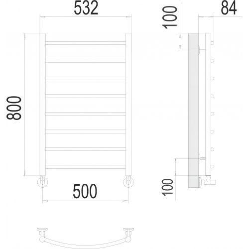 Полотенцесушитель TERMINUS Классик П8 500х800 нп (сатин)- фото3