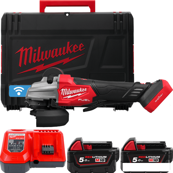 Угловая шлифмашина Milwaukee M18 Fuel One-Key M18FSAGSVO125X-502X 4933493553 (с 2-мя АКБ 5 Ач, кейс)- фото