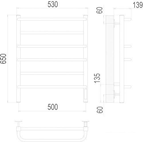 Полотенцесушитель TERMINUS Евромикс П6 500x650 нп электро (хром)- фото3