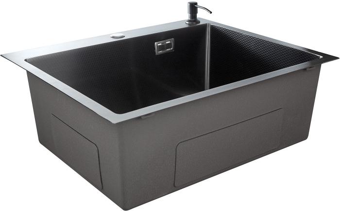 Кухонная мойка Stellar Decor S6550NB-D (нано черный)- фото4