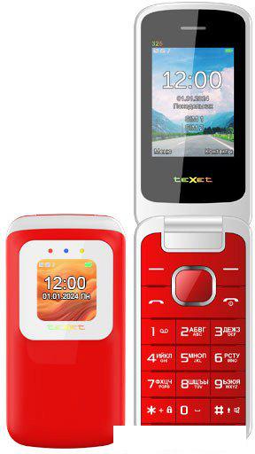 Кнопочный телефон TeXet TM-325 (гранатовый)- фото