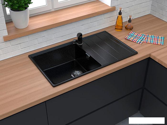 Кухонная мойка GranFest GF-LV-860L (иней)- фото3