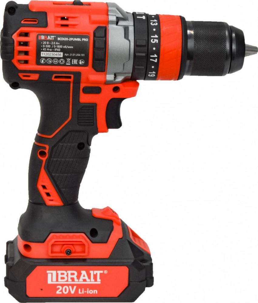 Ударная дрель-шуруповерт Brait BCDI20-2PUMBL PRO (с 1-м АКБ, кейс)- фото4