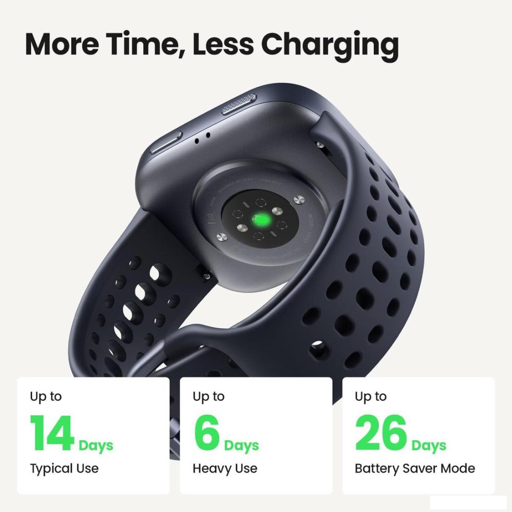 Умные часы Amazfit Bip 6 (черный, с черным силиконовым ремешком)- фото4