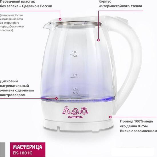 Электрочайник Мастерица EK-1801G (белый)- фото3