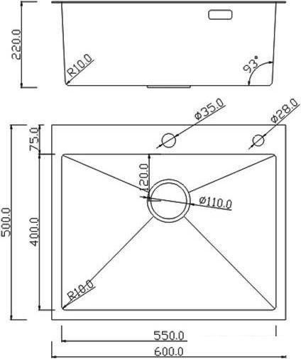 Кухонная мойка Roxen Simple 560220-60G- фото2