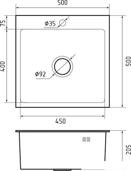Кухонная мойка GranFest Metal нержавеющая сталь AISI 304 PVD GF-5050 Графит (с сифоном)- фото4