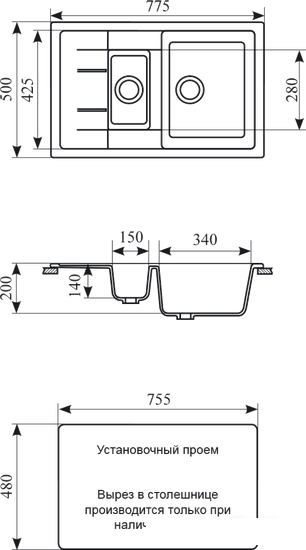 Кухонная мойка Gran-Stone GS-21K (331 белый)- фото2