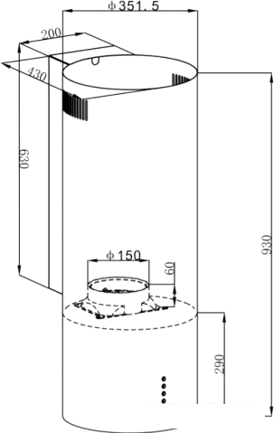 Кухонная вытяжка HOMSair Art 1050WL 35 (черный)- фото2
