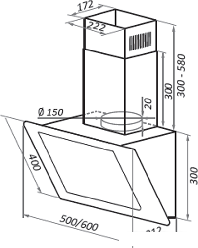 Кухонная вытяжка HOMSair Elf Push 60 Glass (белый)- фото2