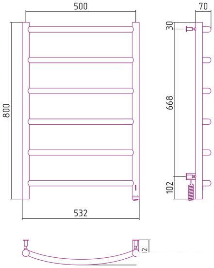 Полотенцесушитель Сунержа Галант 4.0 800х500 МЭМ правый 00-0831-8050- фото4
