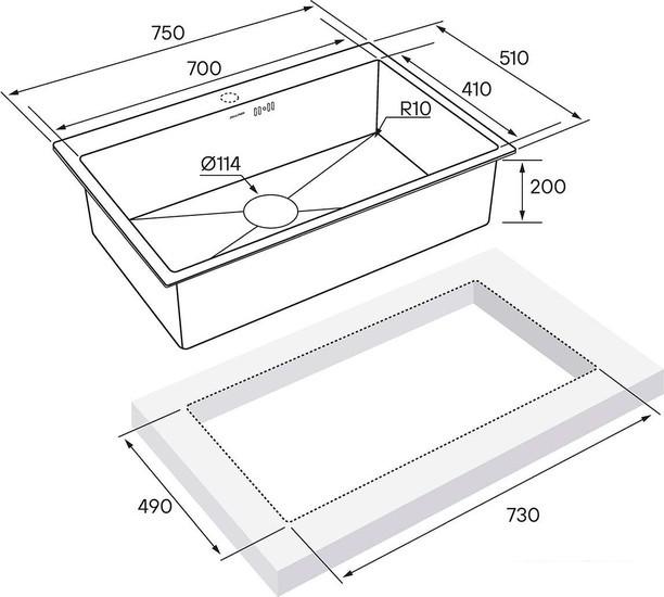 Кухонная мойка Paulmark PM217551-BG- фото4