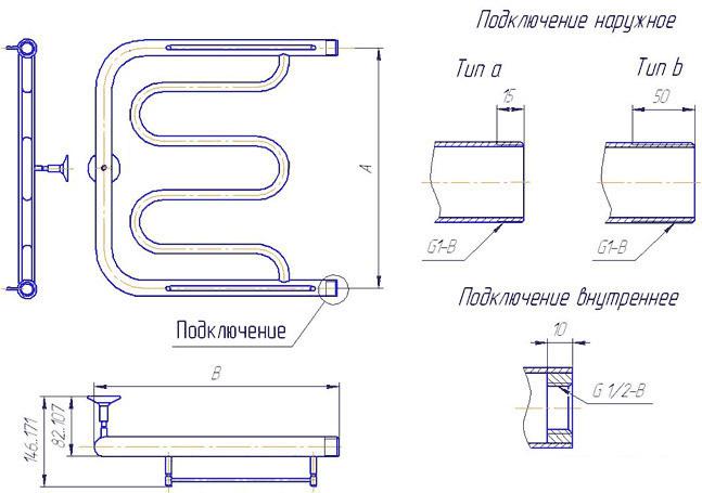 Полотенцесушитель Gloss & Reiter ПМ.1. 50x50 (1
