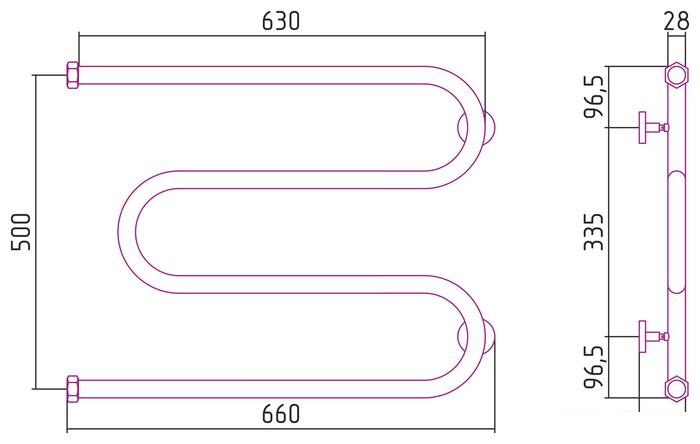 Полотенцесушитель Сунержа М-образный+ 500х650 00-4007-5065- фото3