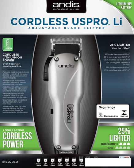 Машинка для стрижки Andis Cordless USPro Li Adjustable Blade Clipper LCL [73010]- фото4