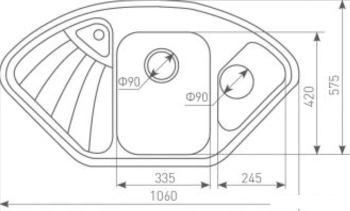 Кухонная мойка Zigmund & Shtain ECKIG 1000.2 (швейцарский шоколад)- фото2