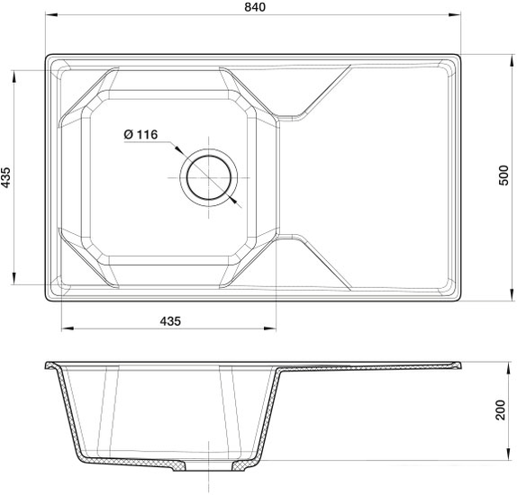 Кухонная мойка GranFest GF-U-840L (черный)- фото3