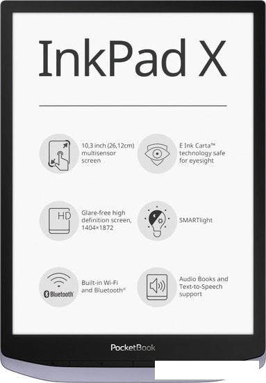 Электронная книга PocketBook InkPad X (серый)- фото