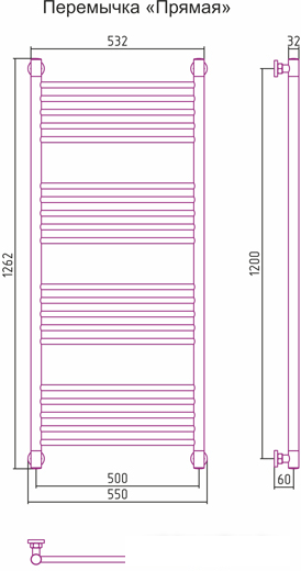 Полотенцесушитель Сунержа Богема+ 1200x500 00-0220-1250- фото3