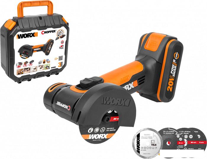Угловая шлифмашина Worx WX801 (с 1-им АКБ, кейс)- фото