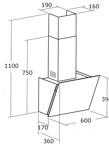 Кухонная вытяжка CATA Dio 600 GWH 02059003- фото2