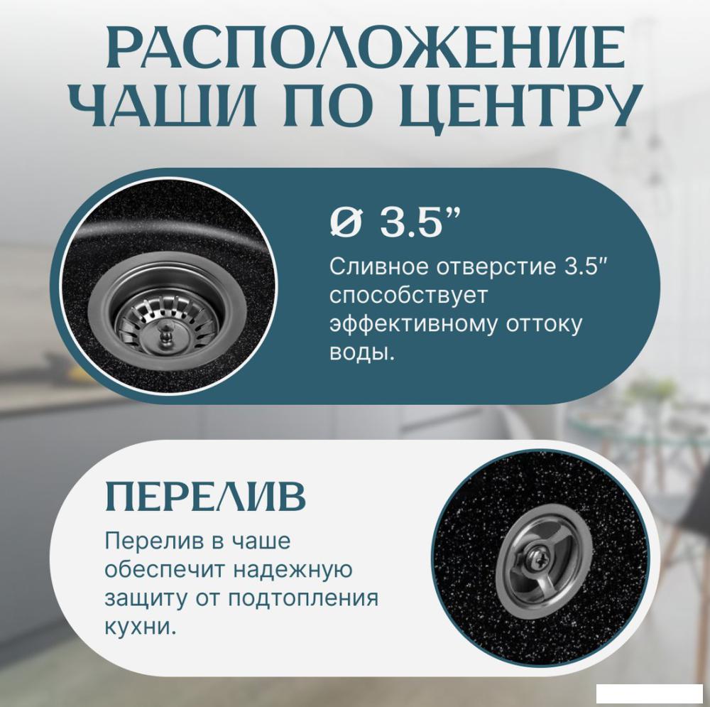 Кухонная мойка Saniteco Nova (черный)- фото2