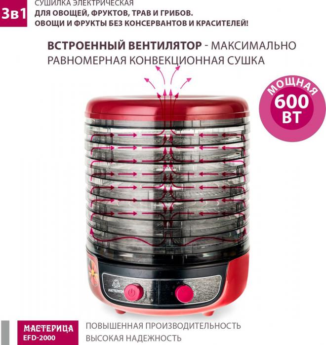 Сушилка для овощей и фруктов Мастерица EFD-2000- фото3