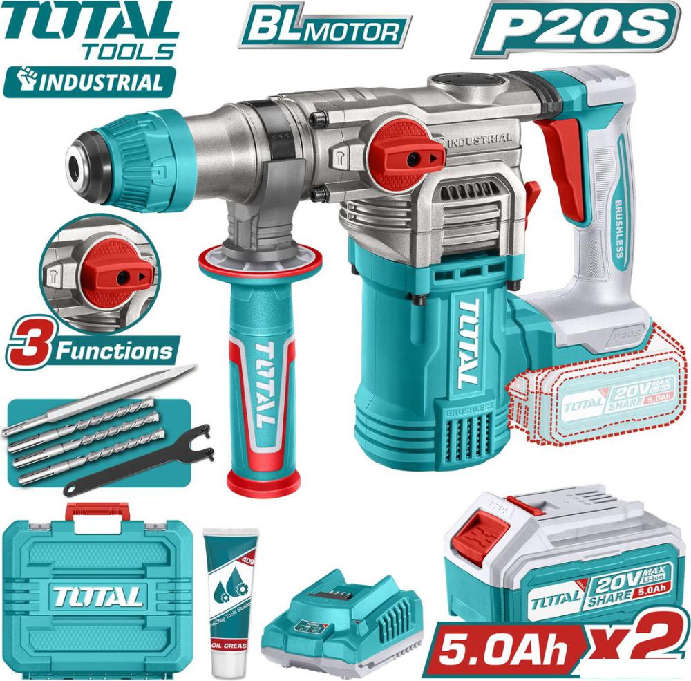 Перфоратор Total TRHLI202885 (с 1-им АКБ, кейс)