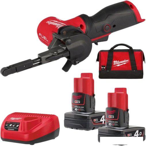 Ленточная шлифмашина Milwaukee M12 Fuel FBFL10-402B (с 2-мя АКБ, сумка)- фото