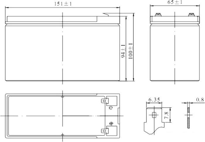 Аккумулятор для ИБП Delta HRL 12-7.2 (12В/7.2 А·ч)- фото2