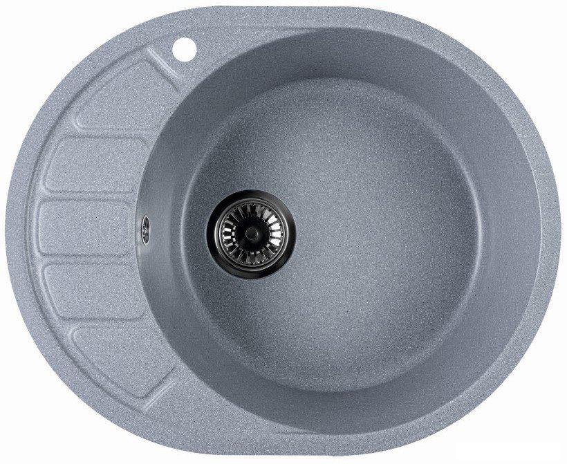 Кухонная мойка Marblan Ovata R (серебристый,с сифоном)