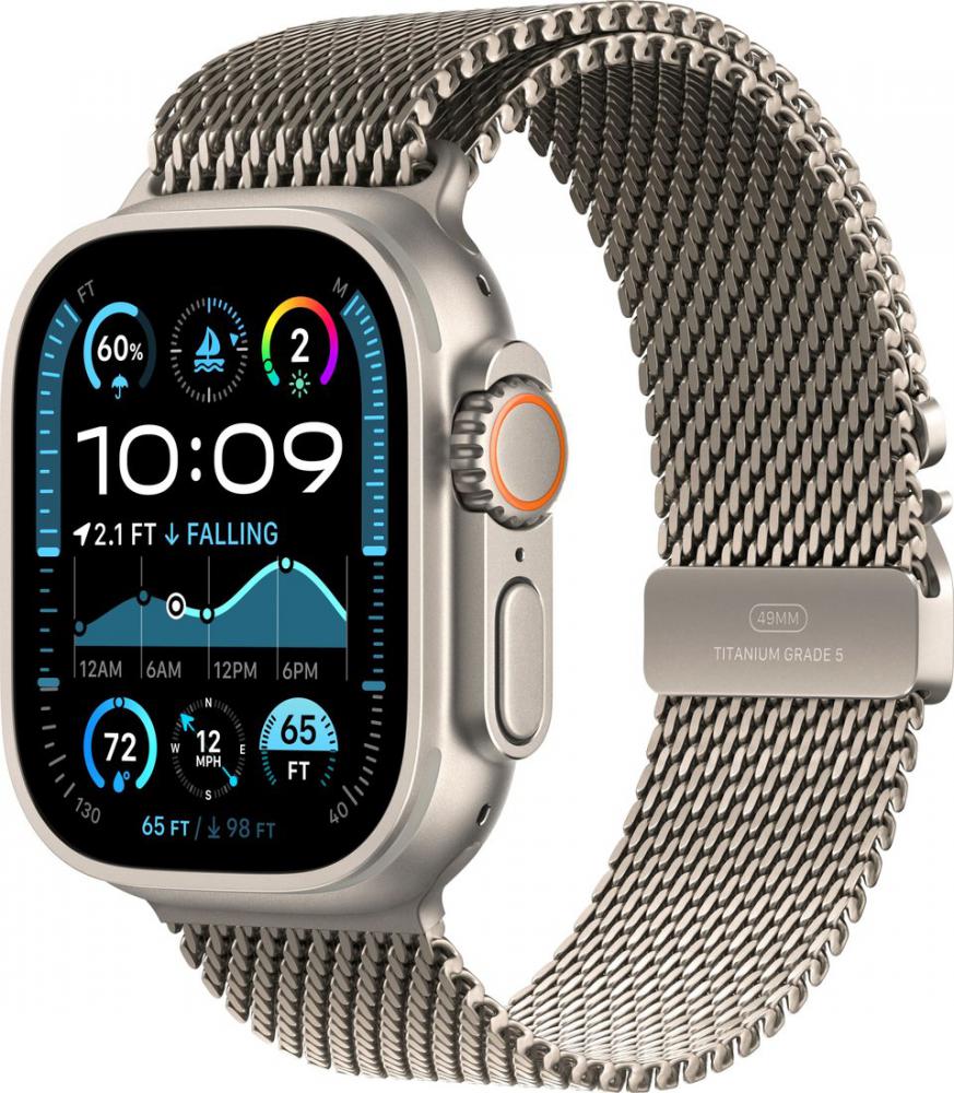 Умные часы Apple Watch Ultra 2 LTE 49 мм (титановый корпус, титановый/титановый, миланская петля M)- фото