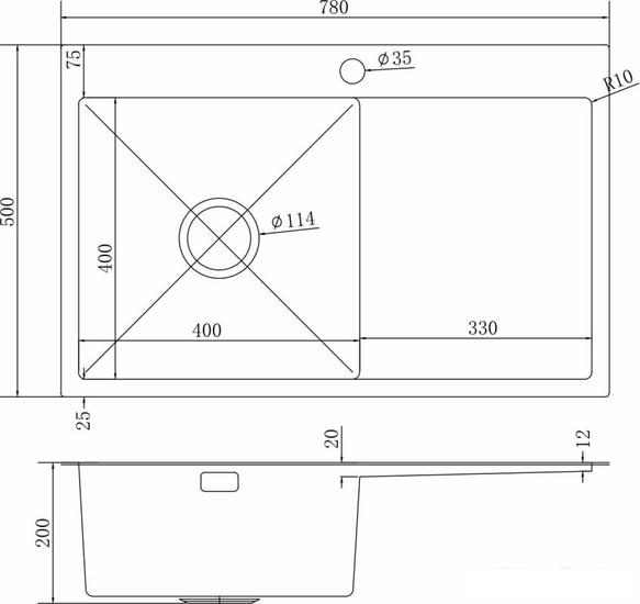 Кухонная мойка Mixline Pro 551877 левый (сатин, с сифоном)- фото4