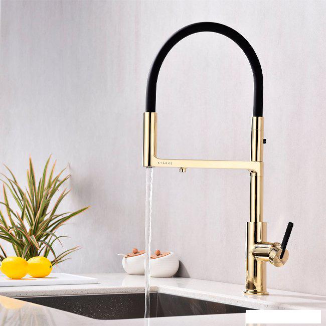 Смеситель Paulmark Tornado To213402-G (золото)- фото4