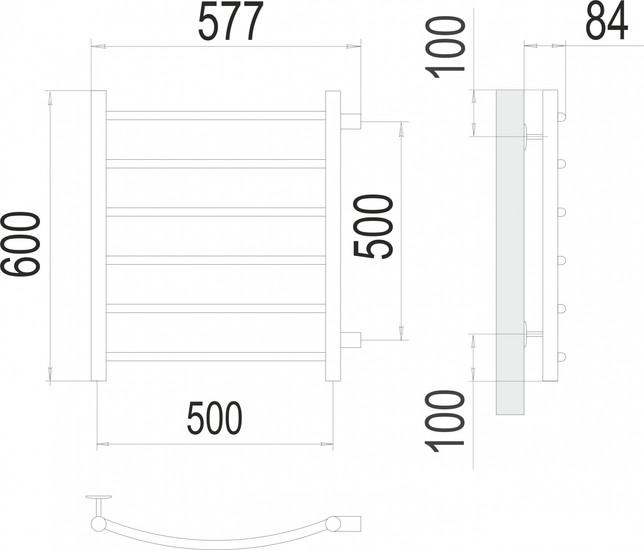 Полотенцесушитель TERMINUS Классик П6 500x600 бп (сатин)- фото2
