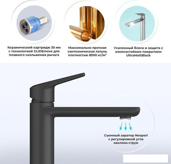 Смеситель Wellsee ICON! for life 182302000 (матовый черный)- фото2
