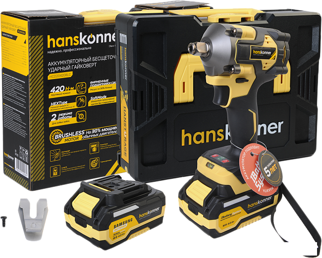 Гайковерт Hanskonner HCD20420BLC (с 1-им АКБ, кейс)- фото