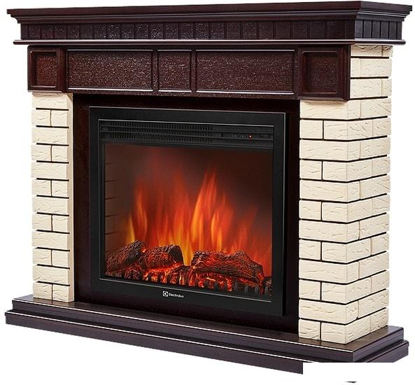 Портал Firelight Bricks 30 (камень бежевый/шпон темный дуб)- фото2