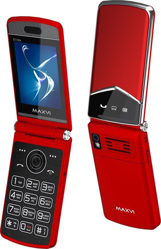 Телефон Maxvi E11ds (красный/серебристый)- фото2
