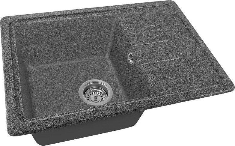 Кухонная мойка Saniteco Rosa (графит с сифоном)- фото2
