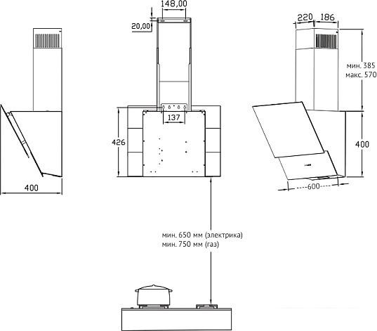 Кухонная вытяжка Korting KHC 65070 GN- фото4