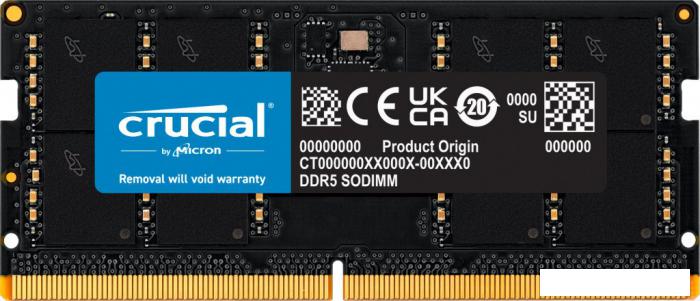 Оперативная память Crucial 16ГБ DDR5 SODIMM 5600МГц CT16G56C46S5- фото