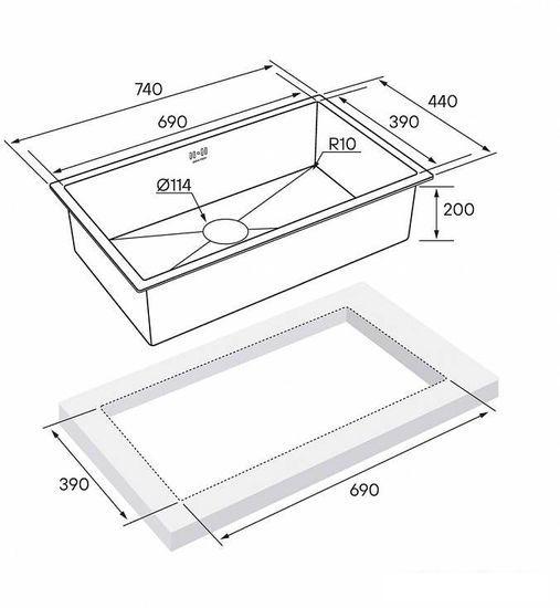 Кухонная мойка Paulmark PM217444-GM- фото3