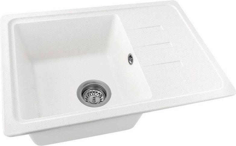 Кухонная мойка Saniteco Rosa (белый с сифоном)- фото2